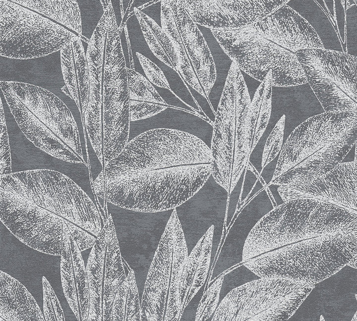 Suki Grey Leaves Wallpaper by Advantage Windsong Covers about 57.5 square feet 20.9-in by 33-ft long roll Unpasted 25.2 - Fabric Carolina -