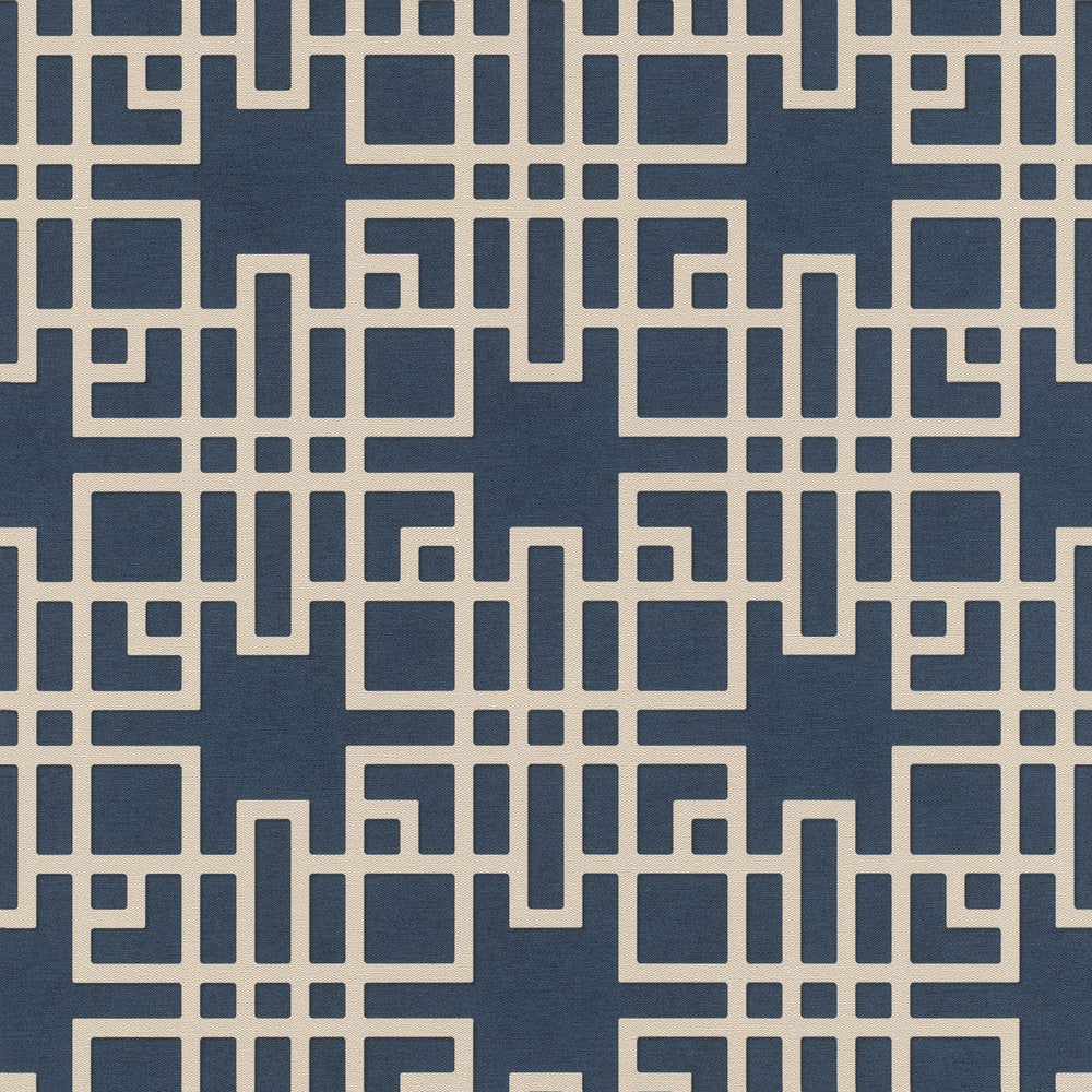 Mana Navy Trellis Wallpaper by Advantage Windsong Covers about 57.5 square feet 20.9-in by 33-ft long roll Unpasted 20.9 - Fabric Carolina -