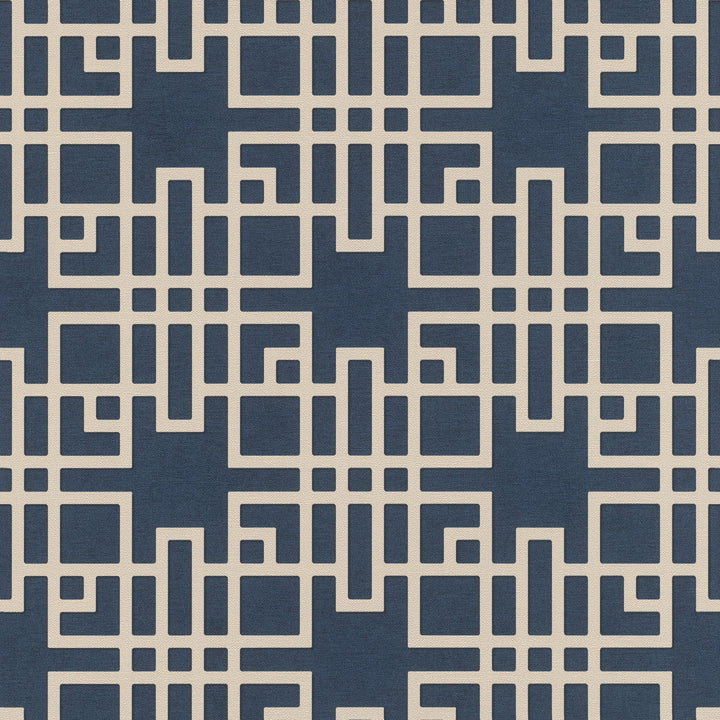 Mana Navy Trellis Wallpaper by Advantage Windsong Covers about 57.5 square feet 20.9-in by 33-ft long roll Unpasted 20.9 - Fabric Carolina -
