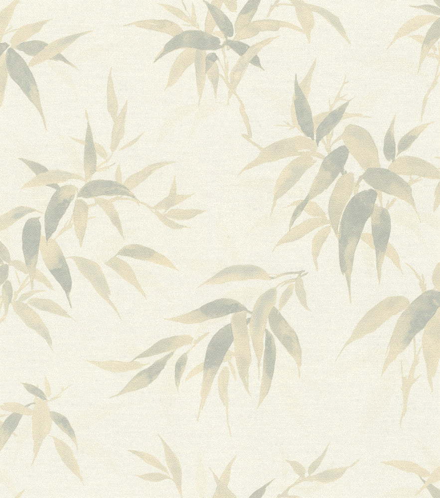 Minori White Leaves Wallpaper by Advantage Windsong Covers about 57.5 square feet 20.9-in by 33-ft long roll Unpasted 11.8 - Fabric Carolina -