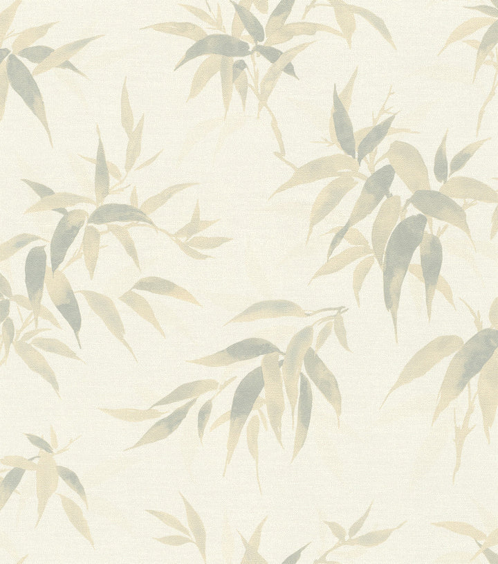Minori White Leaves Wallpaper by Advantage Windsong Covers about 57.5 square feet 20.9-in by 33-ft long roll Unpasted 11.8 - Fabric Carolina -
