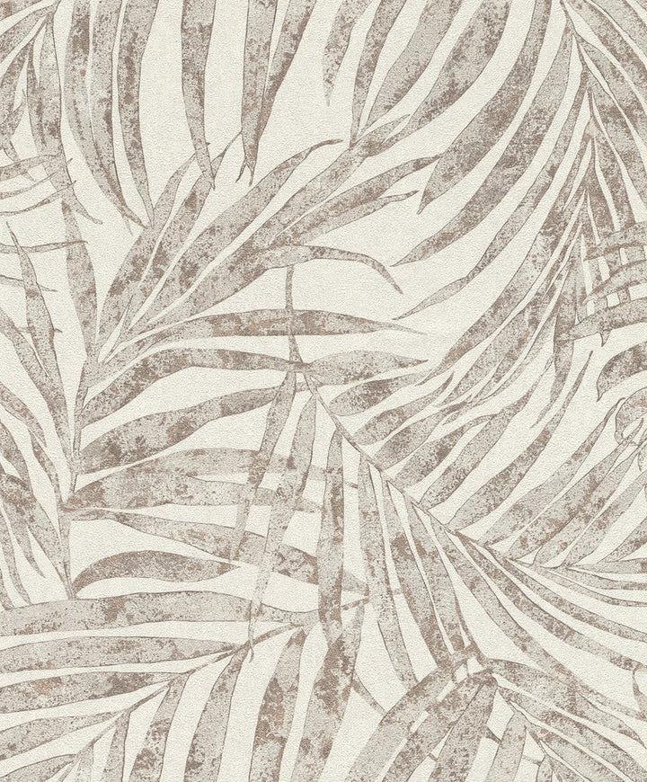 Anzu Pewter Frond Wallpaper by Advantage Windsong Covers about 57.5 square feet 20.9-in by 33-ft long roll Unpasted 12.5 - Fabric Carolina -