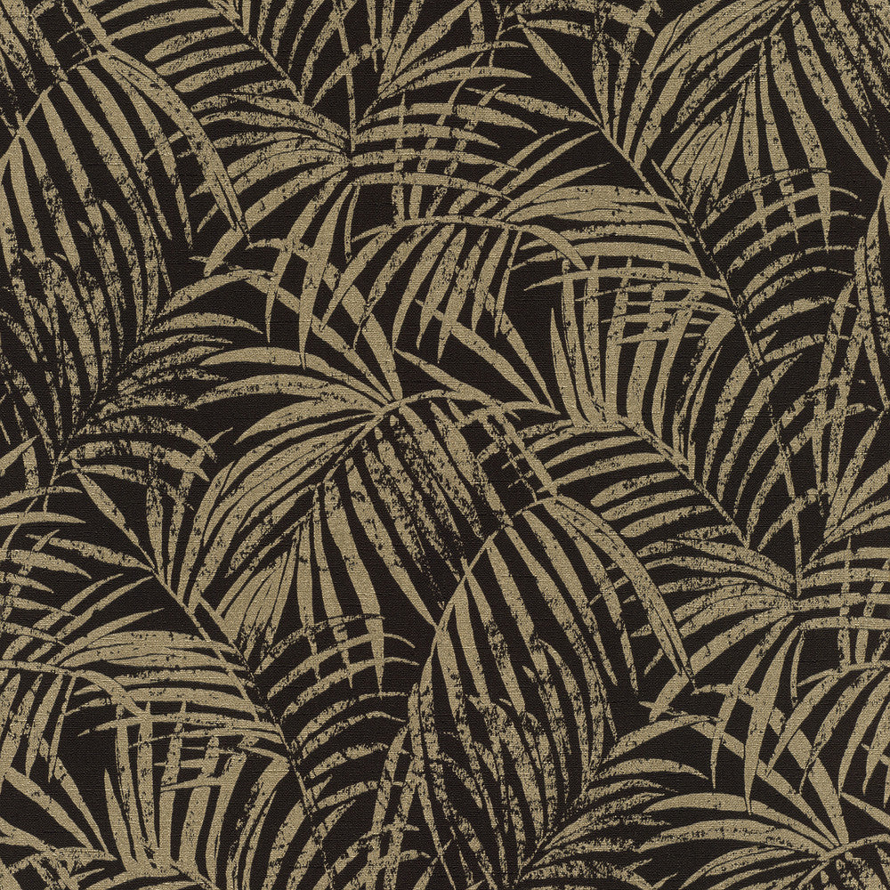 Yumi Black Palm Leaf Wallpaper by Advantage Windsong Covers about 57.5 square feet 20.9-in by 33-ft long roll Unpasted 20.9 - Fabric Carolina -