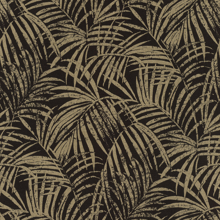 Yumi Black Palm Leaf Wallpaper by Advantage Windsong Covers about 57.5 square feet 20.9-in by 33-ft long roll Unpasted 20.9 - Fabric Carolina -