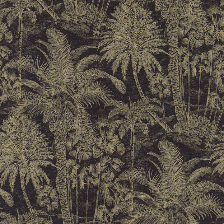 Yubi Black Palm Trees Wallpaper by Advantage Windsong Covers about 57.5 square feet 20.9-in by 33-ft long roll Unpasted 20.9 - Fabric Carolina -