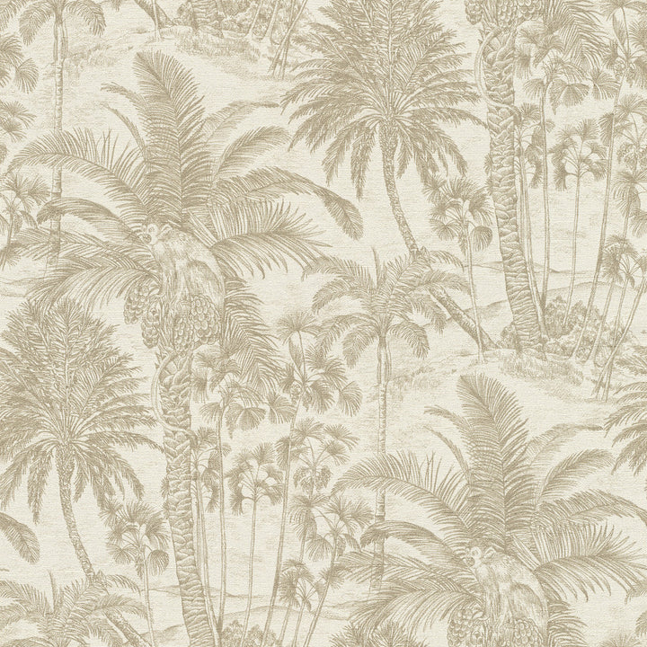 Yubi Gold Palm Trees Wallpaper by Advantage Windsong Covers about 57.5 square feet 20.9-in by 33-ft long roll Unpasted 20.9 - Fabric Carolina -