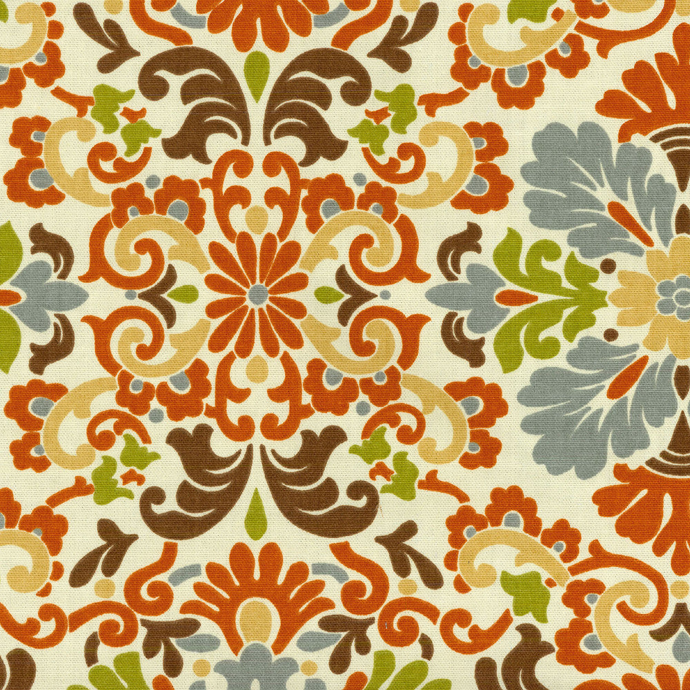 Folk Damask Terracotta 403762 by PKL Studio Fabric - 100% Cotton USA 15000 Horizontal: 13.5 and Vertical: 13.5 54 - Fabric Carolina -
