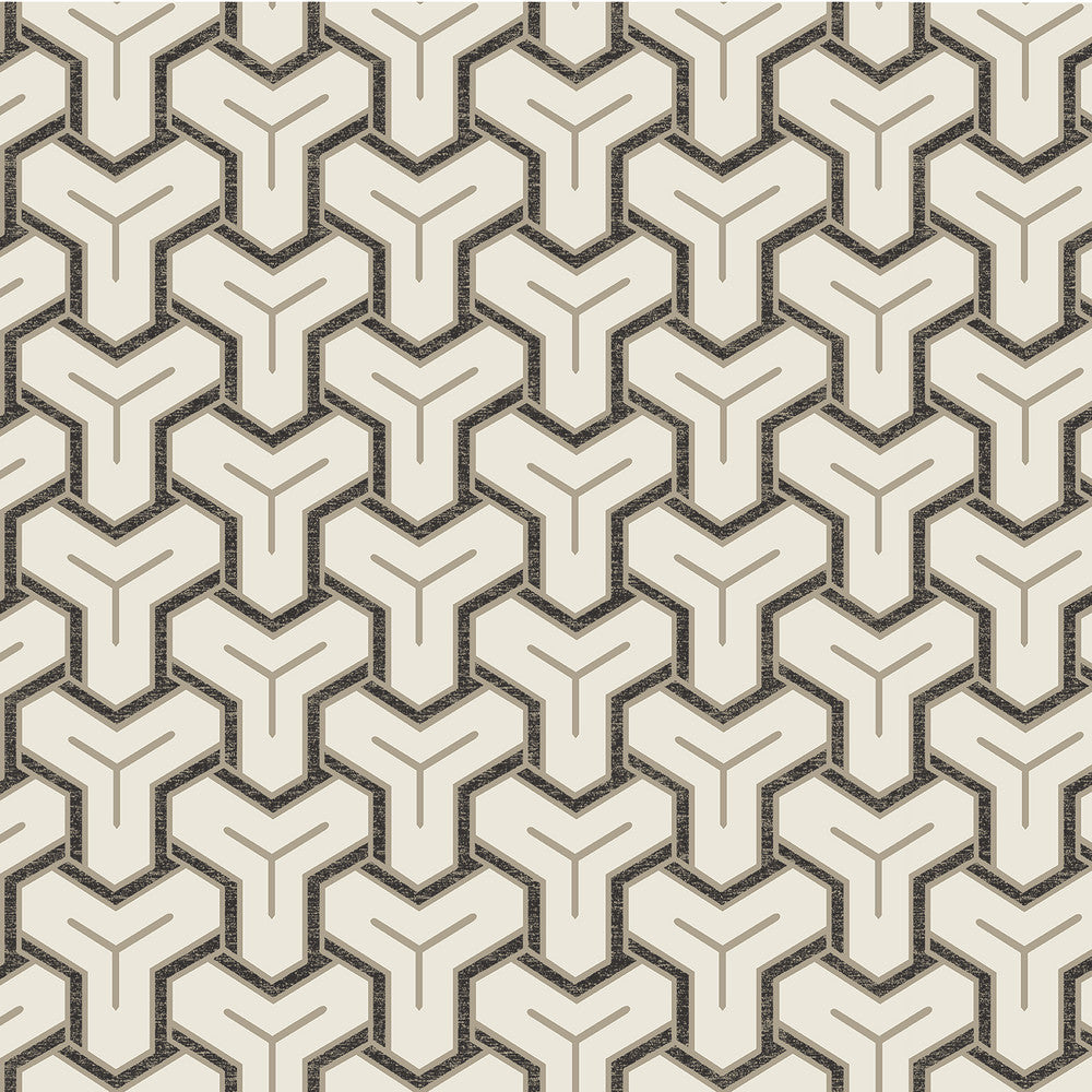 Gautier Cream Tessellate Wallpaper by Advantage Passport Covers about 57.5 square feet 20.9-in by 33-ft long roll Unpasted 25.2 - Fabric Carolina -