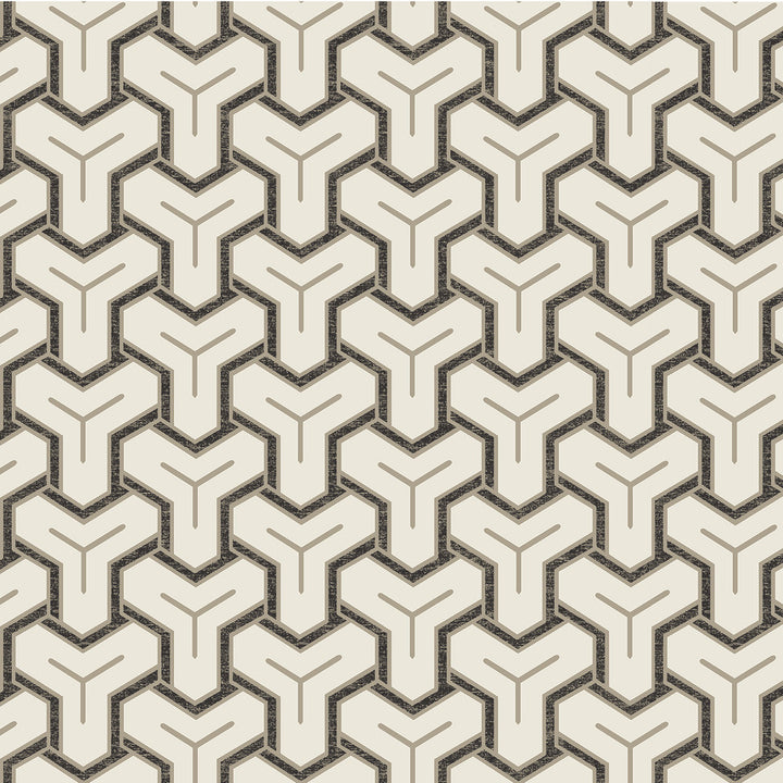 Gautier Cream Tessellate Wallpaper by Advantage Passport Covers about 57.5 square feet 20.9-in by 33-ft long roll Unpasted 25.2 - Fabric Carolina -