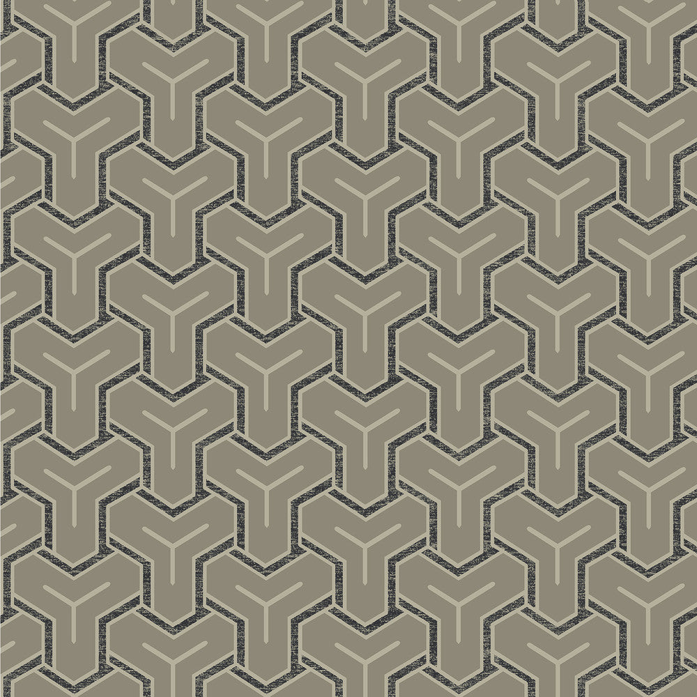 Gautier Silver Tessellate Wallpaper by Advantage Passport Covers about 57.5 square feet 20.9-in by 33-ft long roll Unpasted 25.2 - Fabric Carolina -