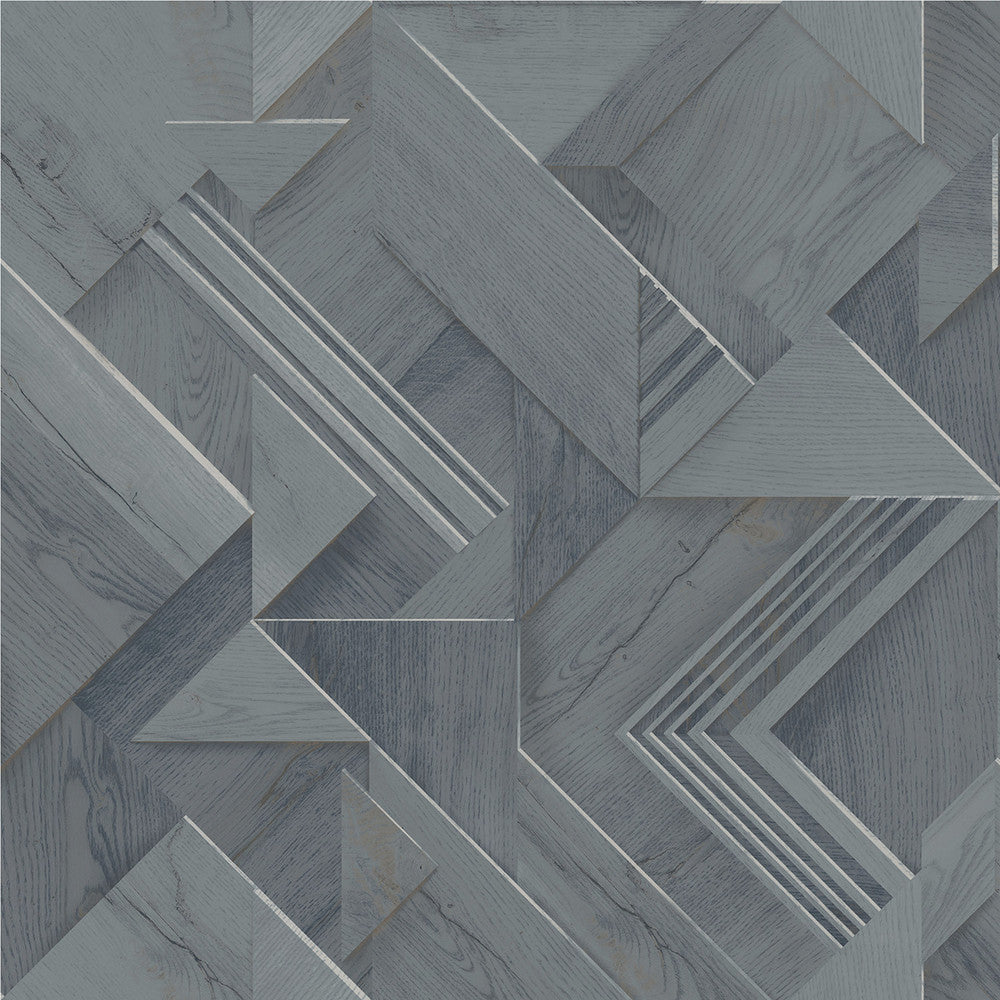 Cassian Denim Wood Geometric Wallpaper by Advantage Passport Covers about 57.5 square feet 20.9-in by 33-ft long roll Unpasted 10.4 - Fabric Carolina -