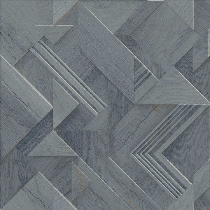 Cassian Denim Wood Geometric Wallpaper by Advantage Passport Covers about 57.5 square feet 20.9-in by 33-ft long roll Unpasted 10.4 - Fabric Carolina -