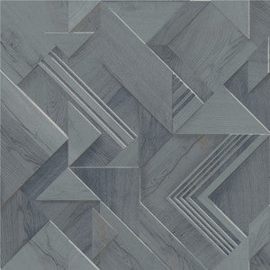 Cassian Denim Wood Geometric Wallpaper by Advantage