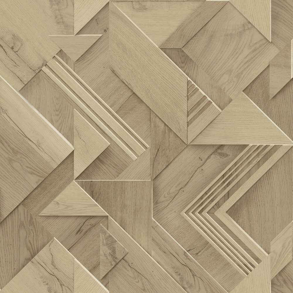 Cassian Light Brown Wood Geometric Wallpaper by Advantage Passport Covers about 57.5 square feet 20.9-in by 33-ft long roll Unpasted 10.4 - Fabric Carolina -