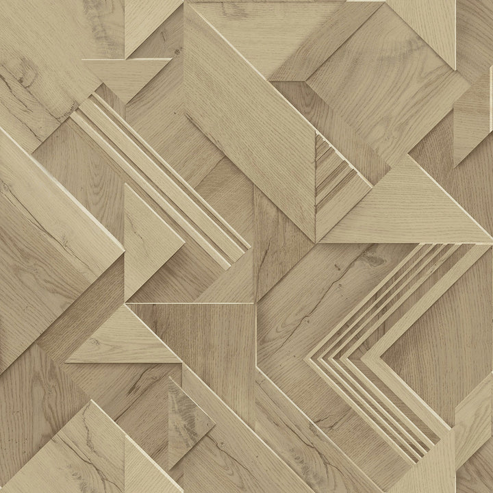 Cassian Light Brown Wood Geometric Wallpaper by Advantage Passport Covers about 57.5 square feet 20.9-in by 33-ft long roll Unpasted 10.4 - Fabric Carolina -