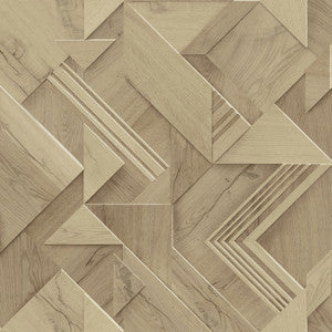 Cassian Light Brown Wood Geometric Wallpaper by Advantage