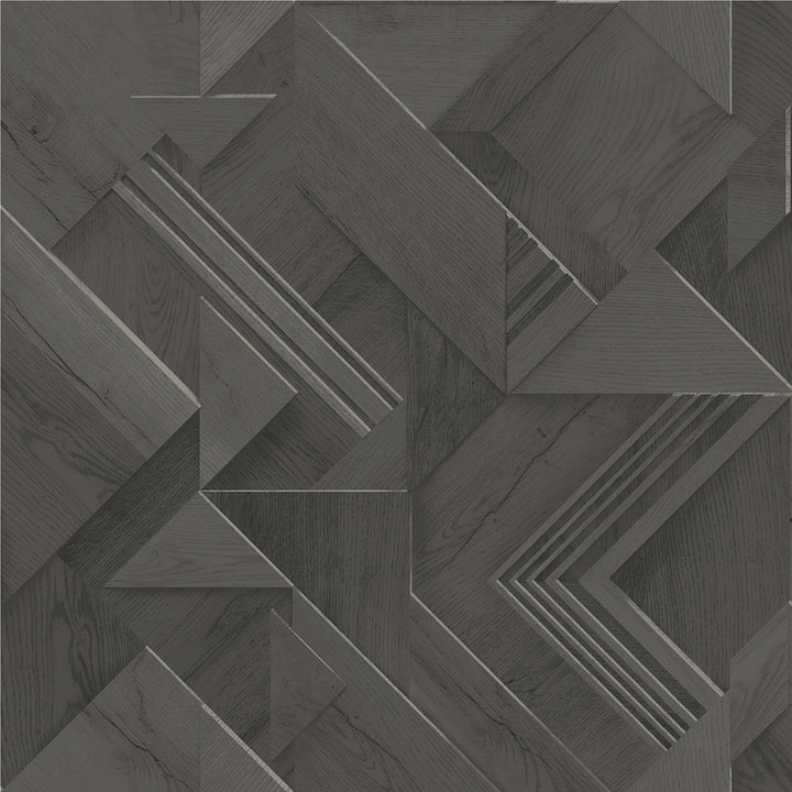 Cassian Black Wood Geo Wallpaper by Advantage Passport Covers about 57.5 square feet 20.9-in by 33-ft long roll Unpasted 10.4 - Fabric Carolina -