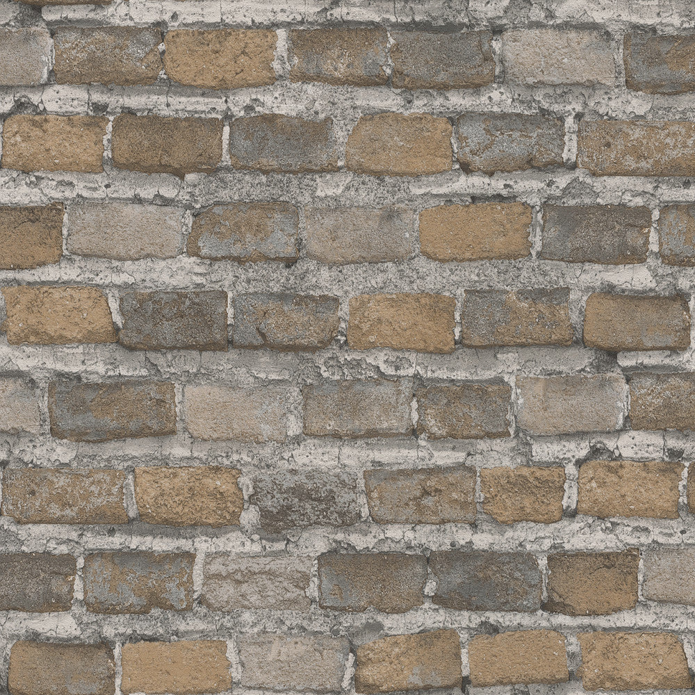 Lennox Neutral Brick Wallpaper by Advantage Passport Covers about 57.5 square feet 20.9-in by 33-ft long roll Unpasted 12.6 - Fabric Carolina -