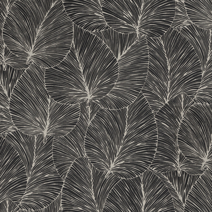 Eilian Black Palm Wallpaper by Advantage Passport Covers about 57.5 square feet Germany Unpasted 12.6-in repeat, drop match 20.9-in by 33-ft long roll - Fabric Carolina -