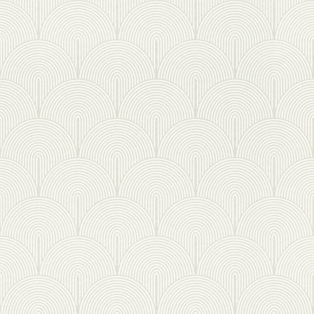 Oxxon White Déco Arches Wallpaper by Advantage Passport Covers about 57.5 square feet 20.9-in by 33-ft long roll Unpasted 20.9 - Fabric Carolina -