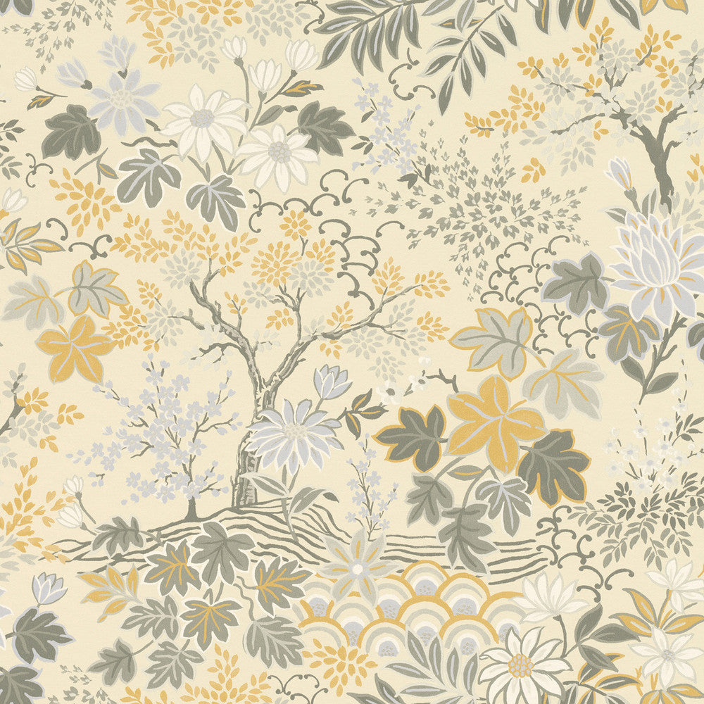 Vesper Eggshell Forest Floral Wallpaper by Advantage Passport Covers about 57.5 square feet 20.9-in by 33-ft long roll Unpasted 10.4 - Fabric Carolina -