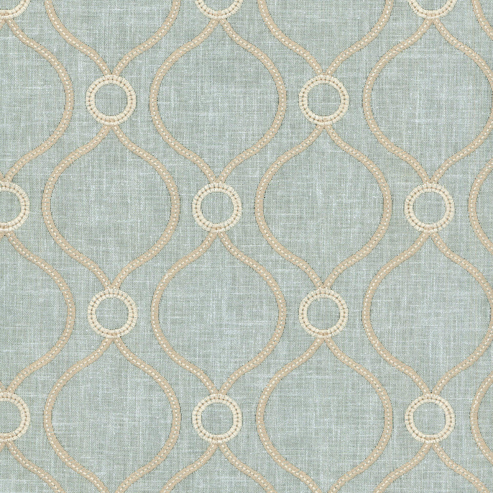 Curveball Emb Seaglass 404155 by PKL Studio Fabric CLASSIC COLLECTIVE BASE:70% Polyester 30% Cotton EMBROID:100% Polyester INDIA Wyzenbeek 7,000 Horizontal: 4.50" and Vertical: 4.50" 58" - Fabric Carolina -