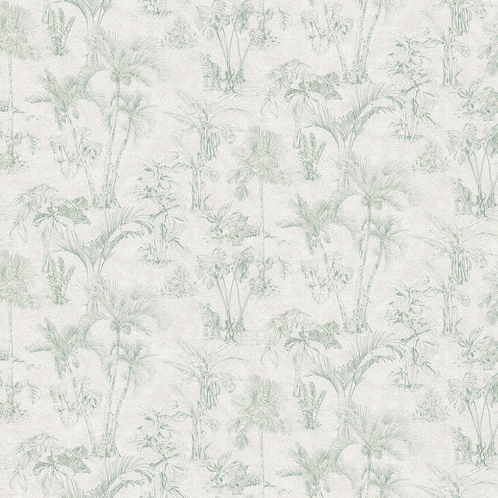 Zapata Green Tropical Jungle Wallpaper by Advantage Cuba Covers about 57.5 square feet 20.9-in by 33-ft long roll Unpasted 20.9 - Fabric Carolina -