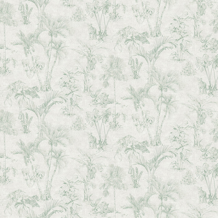 Zapata Green Tropical Jungle Wallpaper by Advantage Cuba Covers about 57.5 square feet 20.9-in by 33-ft long roll Unpasted 20.9 - Fabric Carolina -