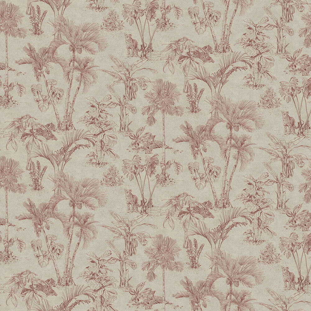 Zapata Merlot Tropical Jungle Wallpaper by Advantage Cuba Covers about 57.5 square feet 20.9-in by 33-ft long roll Unpasted 20.9 - Fabric Carolina -