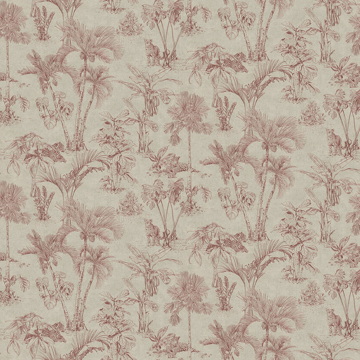 Zapata Merlot Tropical Jungle Wallpaper by Advantage Cuba Covers about 57.5 square feet 20.9-in by 33-ft long roll Unpasted 20.9 - Fabric Carolina -