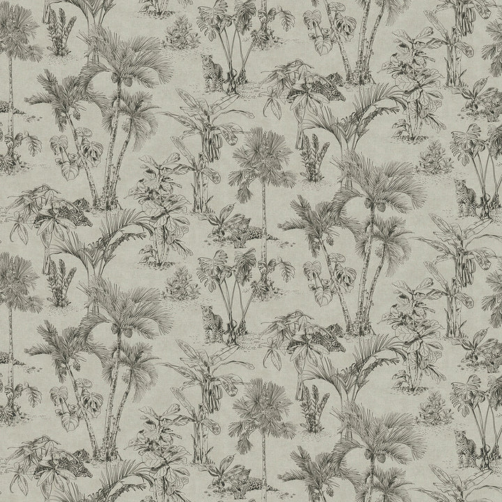 Zapata Black Tropical Jungle Wallpaper by Advantage Cuba Covers about 57.5 square feet 20.9-in by 33-ft long roll Unpasted 20.9 - Fabric Carolina -