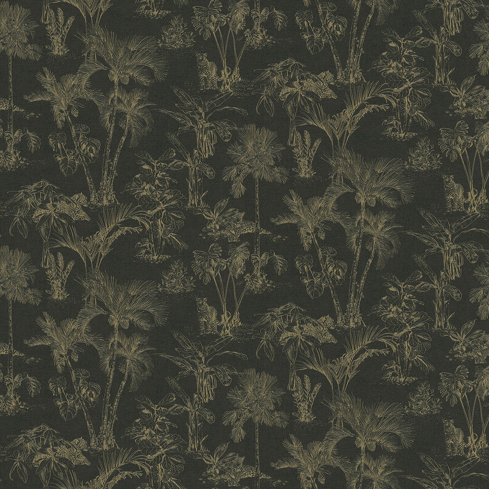 Zapata Gold Tropical Jungle Wallpaper by Advantage Cuba Covers about 57.5 square feet 20.9-in by 33-ft long roll Unpasted 20.9 - Fabric Carolina -