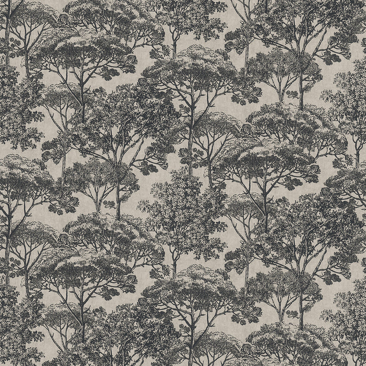 Teatro Black Trees Wallpaper by Advantage Cuba Covers about 57.5 square feet 20.9-in by 33-ft long roll Unpasted 25.2 - Fabric Carolina -