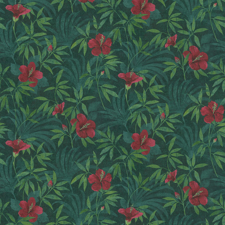 Malecon Green Floral Wallpaper by Advantage Cuba Covers about 57.5 square feet 20.9-in by 33-ft long roll Unpasted 25.2 - Fabric Carolina -