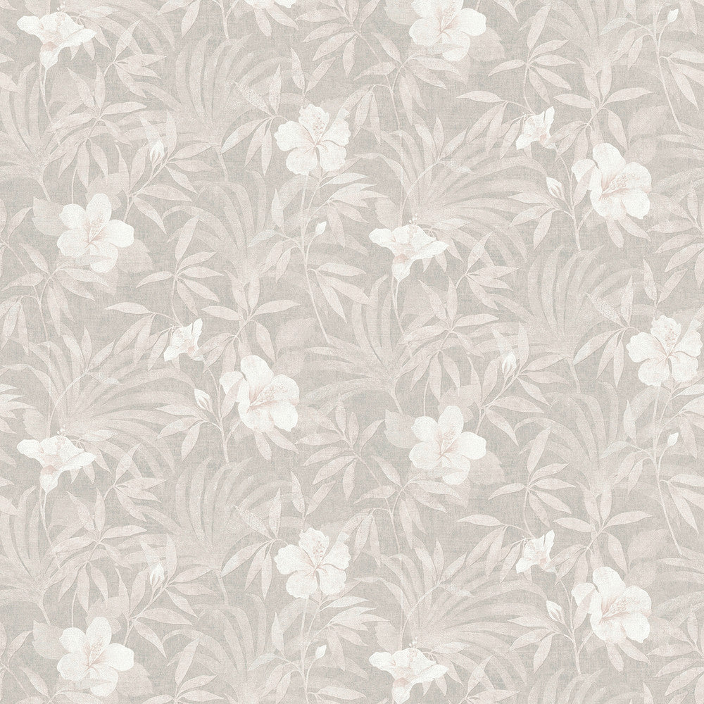 Malecon Grey Floral Wallpaper by Advantage Cuba Covers about 57.5 square feet 20.9-in by 33-ft long roll Unpasted 25.2 - Fabric Carolina -