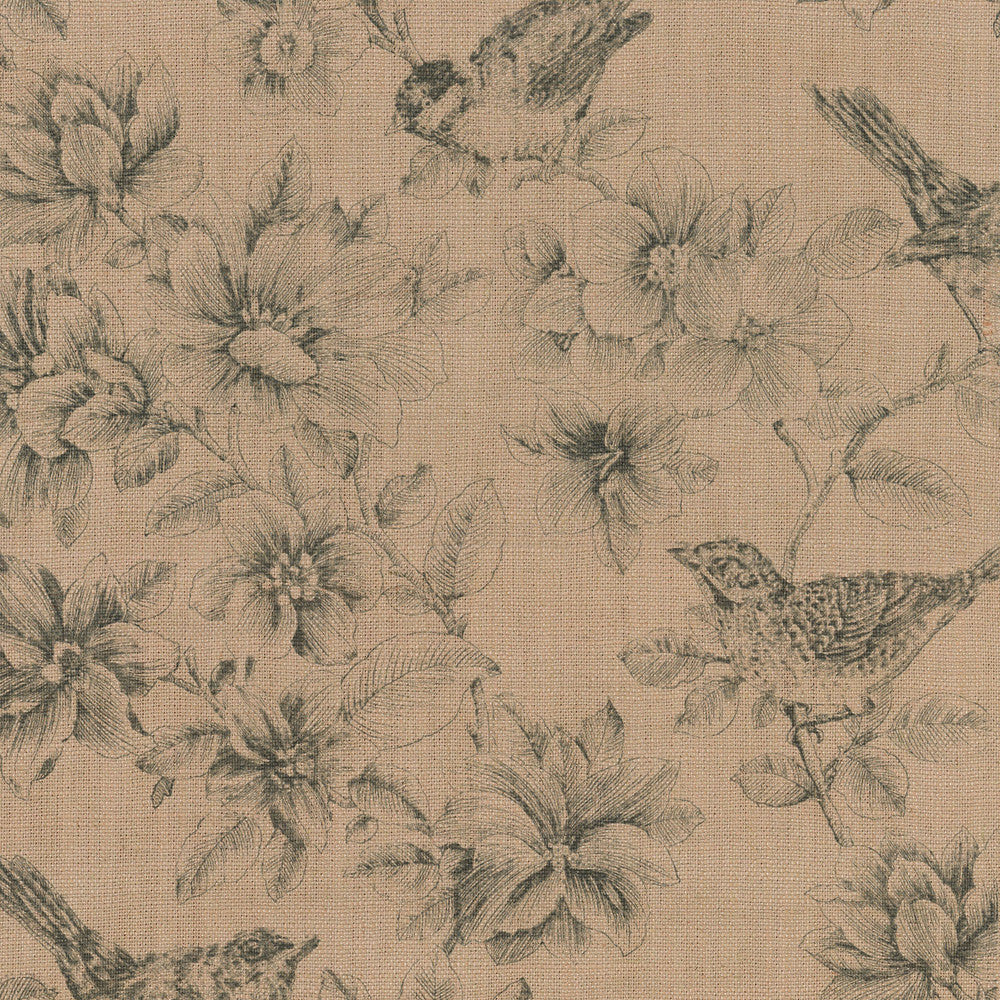 Garden Illustration Graphite 404560 by PKL Studio Fabric - 85% POLYESTER 15% LINEN CHINA 51000 Horizontal: 13.5 and Vertical: 25.25 54 - Fabric Carolina -