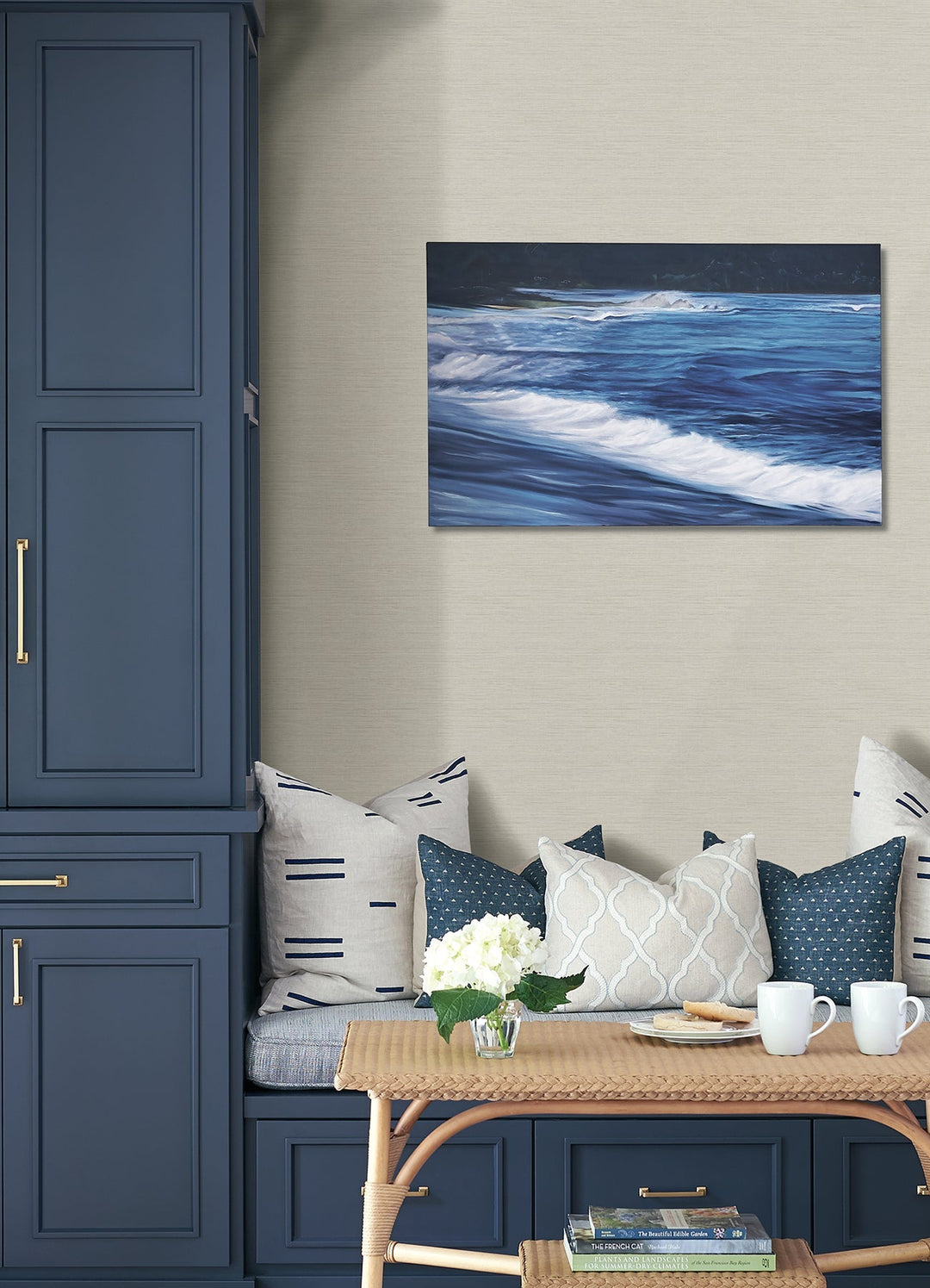Agave Light Grey Faux Grasscloth Wallpaper by A-Street Prints Designer