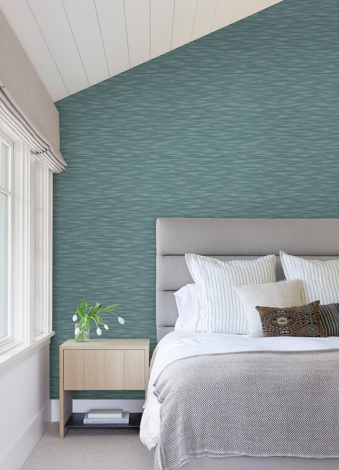 Benson Dark Blue Faux Fabric Wallpaper by A-Street Prints Designer
