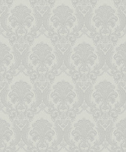 Renatta Silver Damask Wallpaper by Sirpi