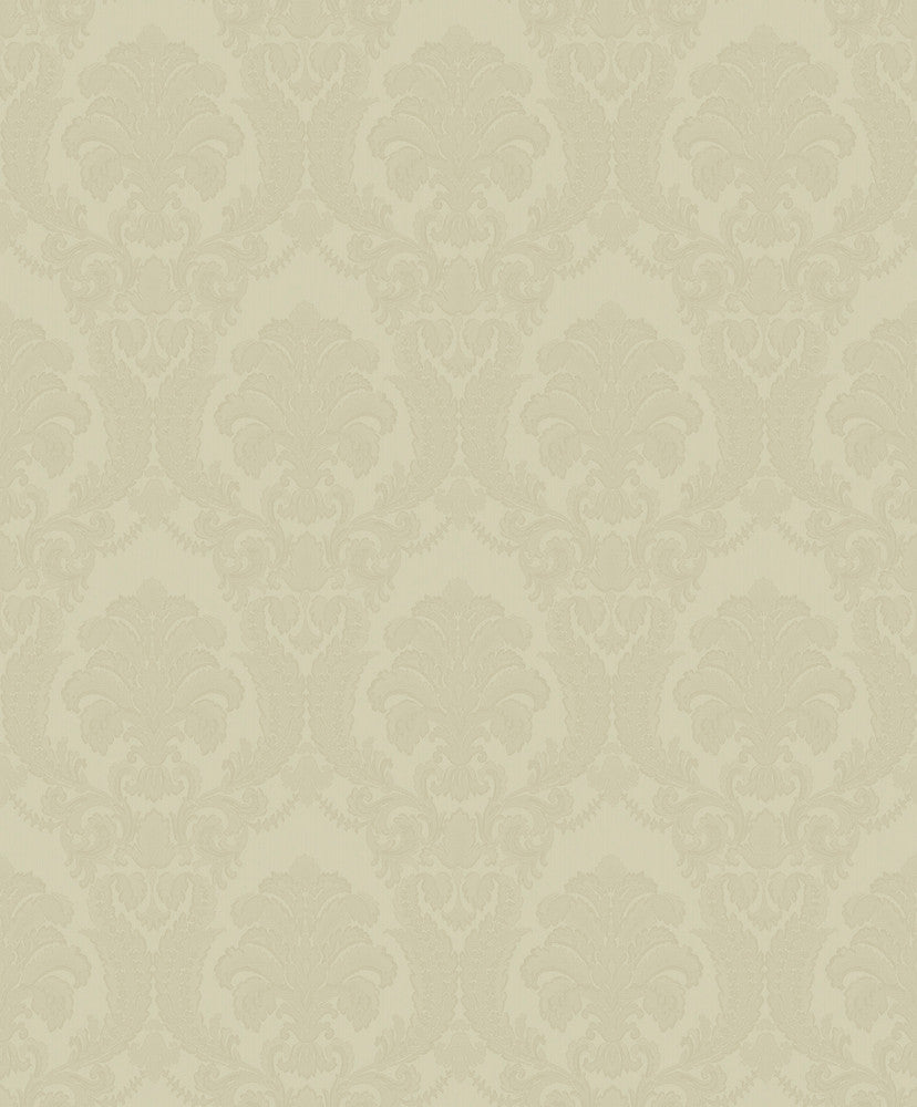 Renatta Gold Damask Wallpaper by Sirpi Italian Silk Covers about 57.5 square feet 20.9-in by 33-ft long roll Unpasted 12.6 - Fabric Carolina -