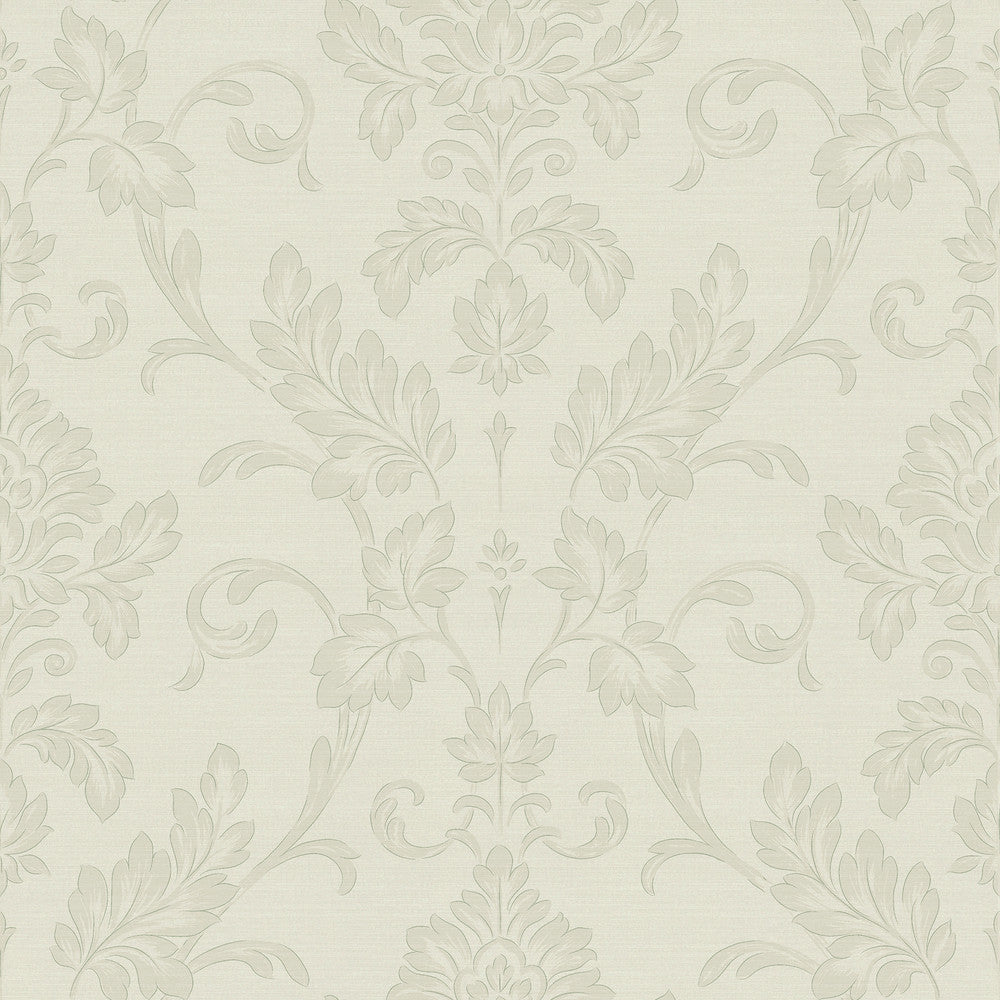 Antonella Silver Scroll Wallpaper by Sirpi Italian Silk Covers about 57.5 square feet 20.9-in by 33-ft long roll Unpasted 20.9 - Fabric Carolina -