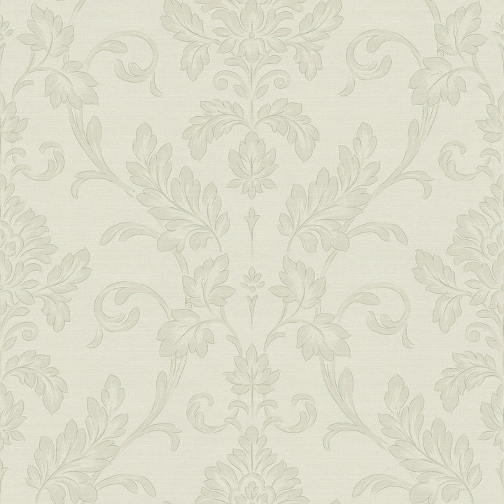 Antonella Silver Scroll Wallpaper by Sirpi Italian Silk Covers about 57.5 square feet 20.9-in by 33-ft long roll Unpasted 20.9 - Fabric Carolina -
