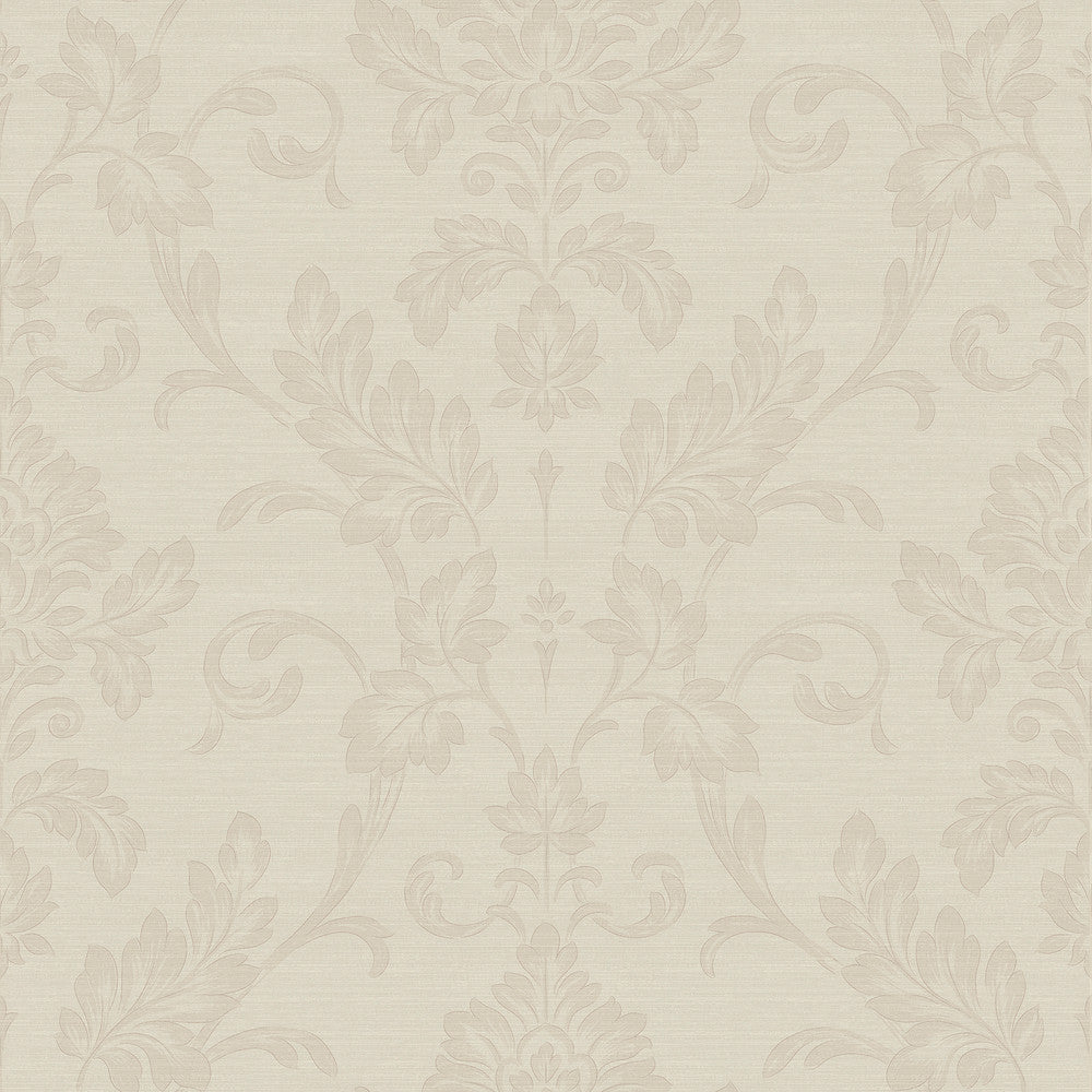 Antonella Rose Gold Scroll Wallpaper by Sirpi Italian Silk Covers about 57.5 square feet 20.9-in by 33-ft long roll Unpasted 20.9 - Fabric Carolina -