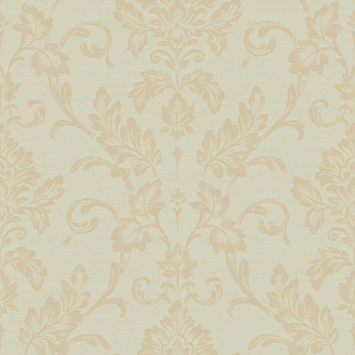 Antonella Gold Scroll Wallpaper by Sirpi Italian Silk Covers about 57.5 square feet 20.9-in by 33-ft long roll Unpasted 20.9 - Fabric Carolina -