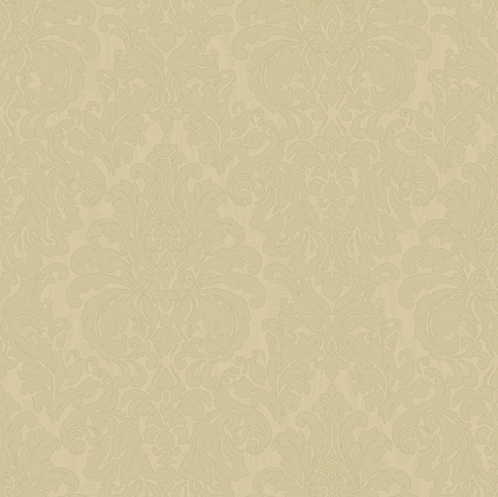 Betina Gold Damask Wallpaper by Sirpi Italian Silk Covers about 57.5 square feet 20.9-in by 33-ft long roll Unpasted 20.9 - Fabric Carolina -