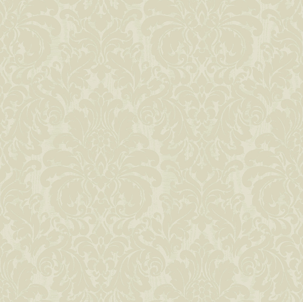 Betina Light Yellow Damask Wallpaper by Sirpi Italian Silk Covers about 57.5 square feet 20.9-in by 33-ft long roll Unpasted 20.9 - Fabric Carolina -