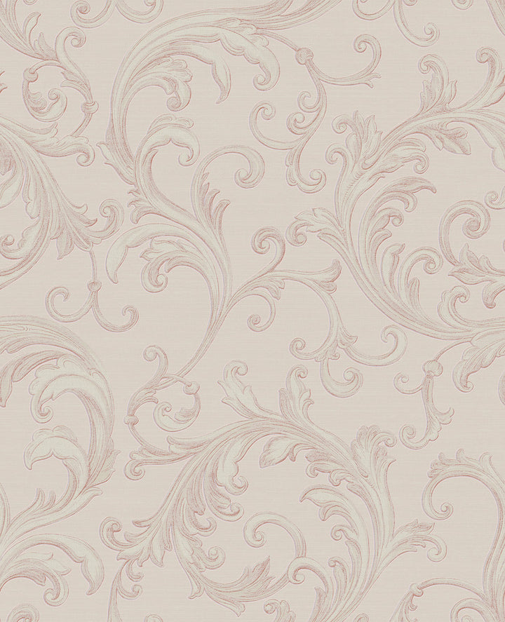 Noemi Rose Acanthus Wallpaper by Sirpi Italian Silk Covers about 56.4 square feet 20.5-in by 33-ft long roll Unpasted 25.2 - Fabric Carolina -