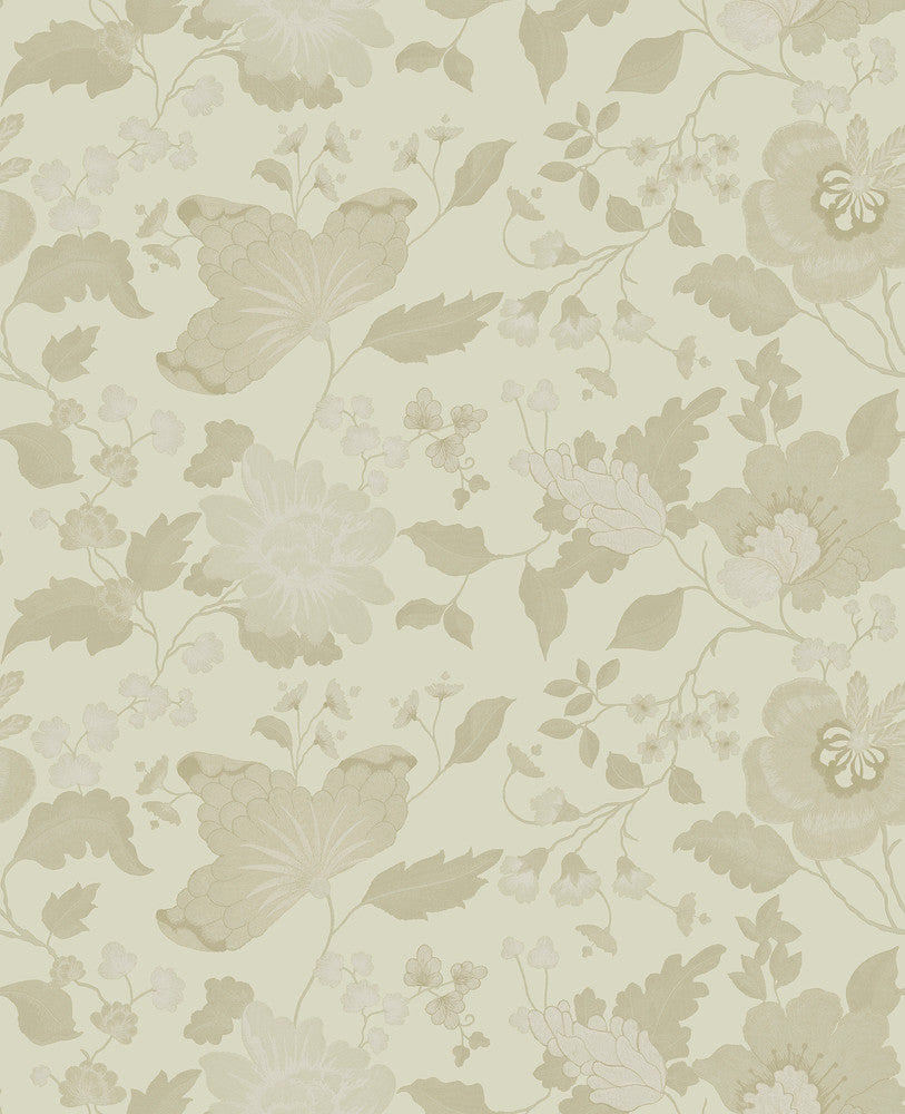 Vittoria Gold Floral Wallpaper by Sirpi Italian Silk Covers about 56.4 square feet 20.5-in by 33-ft long roll Unpasted 25.2 - Fabric Carolina -