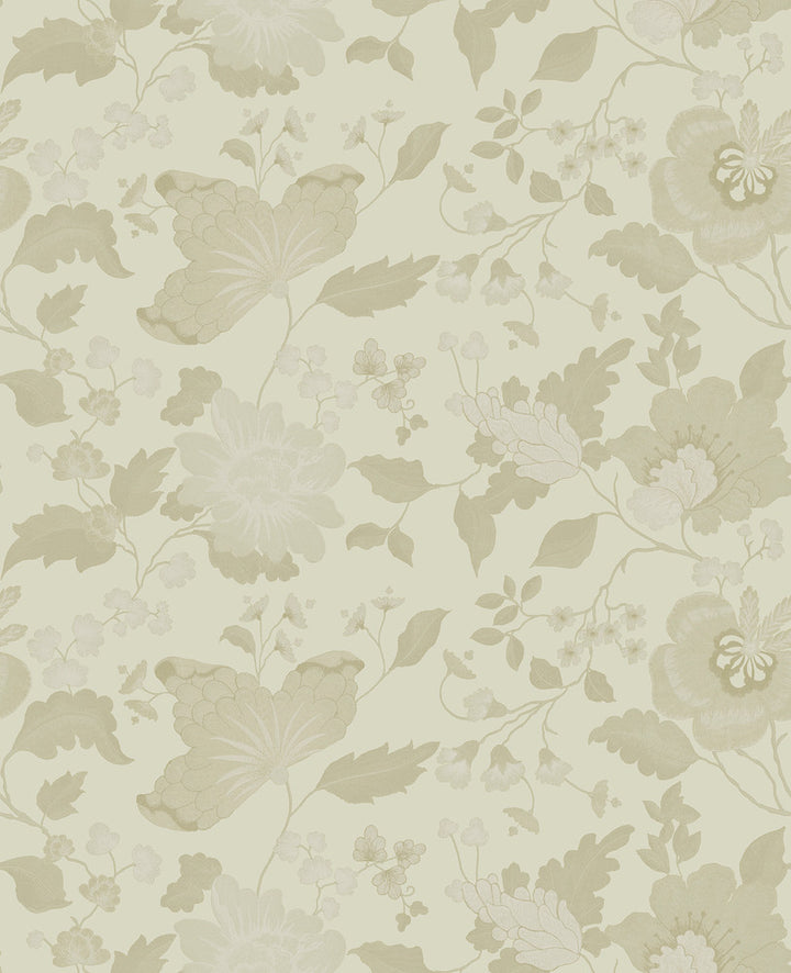 Vittoria Gold Floral Wallpaper by Sirpi Italian Silk Covers about 56.4 square feet 20.5-in by 33-ft long roll Unpasted 25.2 - Fabric Carolina -