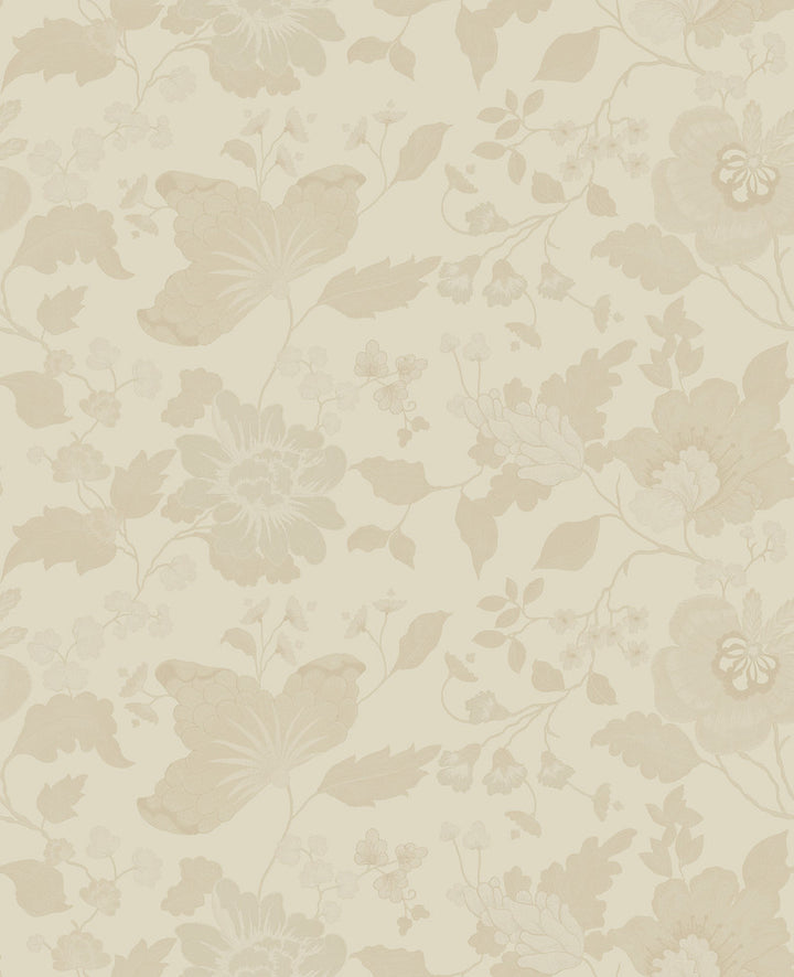 Vittoria Cream Floral Wallpaper by Sirpi Italian Silk Covers about 56.4 square feet 20.5-in by 33-ft long roll Unpasted 25.2 - Fabric Carolina -